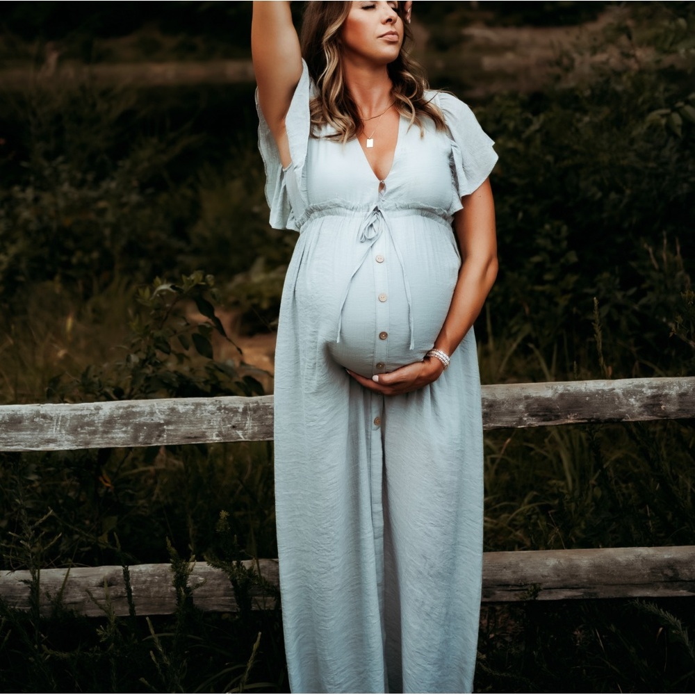 Light Blue Button-Down Maxi Dress